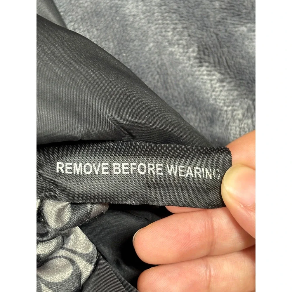 Coach Puffer‎ Jacket Down Fill Black Leather Trim Quilted Women's Size L